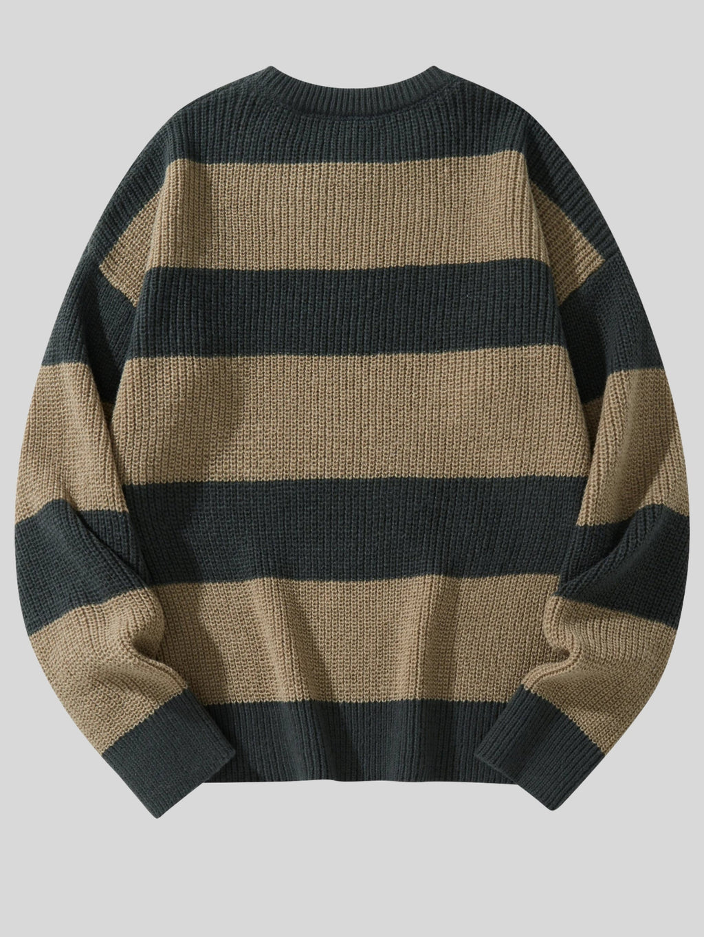 Men's striped crew neck jumper with long sleeves and ribbed trims
