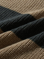 Men's striped crew neck jumper with long sleeves and ribbed trims
