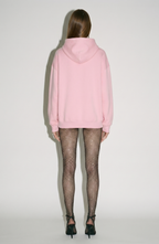 Pink hoodie with crystal embellished drawstrings and long sleeves