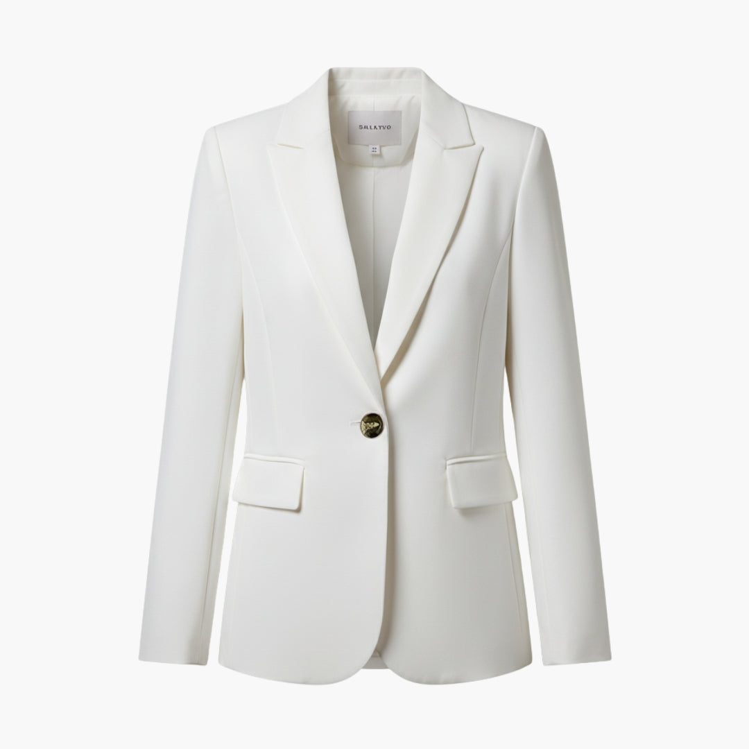 Women's tailored blazer with open lapels and flap pockets