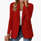 Women's tailored blazer with open lapels and flap pockets