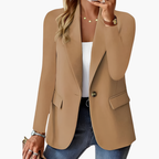 Women's tailored blazer with open lapels and flap pockets