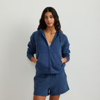 Women's full-zip hoodie with drawstring hood and front pouch pockets