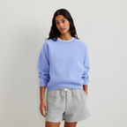 Women's crew neck sweatshirt with long raglan sleeves and ribbed trims