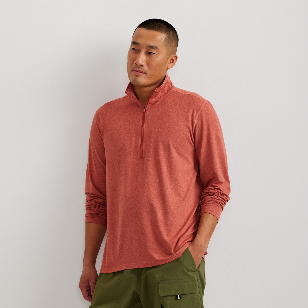 Men's long-sleeve mock neck half-zip sweatshirt