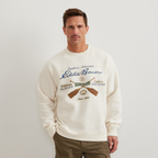 Men's crew-neck sweatshirt with paddles and text graphic