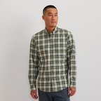 Men's checked long-sleeve shirt with button-down collar and chest pocket
