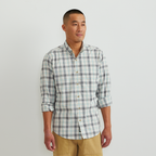 Men's checked long-sleeve shirt with button-down collar and chest pocket