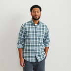 Men's checked long-sleeve shirt with button-down collar and chest pocket