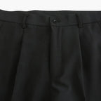 High-waist pleated straight-leg trousers with belt loops
