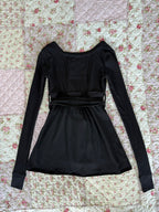Women's wrap babydoll top with V-neck and tie waist