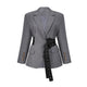 Women's structured belted waist blazer with notched lapels and long sleeves