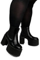 Women's black platform Chelsea boots with elastic side panels