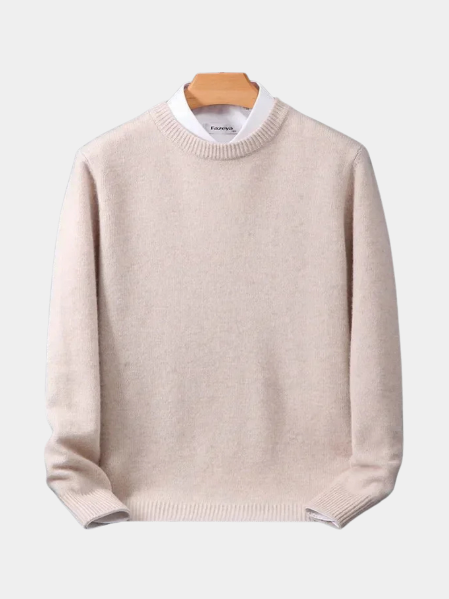 Men's long sleeve crew neck sweater with ribbed trims