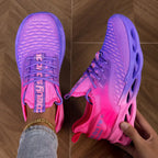 Women's multicolour lace-up sneakers with a sculpted sole and round toe