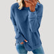 Women's oversized plain long-sleeve sweater with crew neckline and curved hem