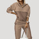 Women's hooded tracksuit set with patterned panels and joggers