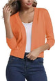 Women's cropped open cardigan with V-neckline and three-quarter sleeves