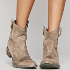 Women's Western ankle boots with pull tabs and low block heels