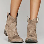 Women's Western ankle boots with pull tabs and low block heels