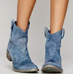 Women's Western ankle boots with pull tabs and low block heels