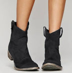 Women's Western ankle boots with pull tabs and low block heels