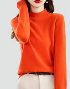 Women's long-sleeve mock neck jumper with ribbed cuffs