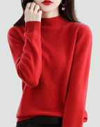 Women's long-sleeve mock neck jumper with ribbed cuffs