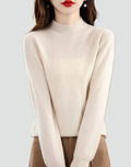 Women's long-sleeve mock neck jumper with ribbed cuffs