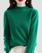 Women's long-sleeve mock neck jumper with ribbed cuffs