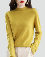 Women's long-sleeve mock neck jumper with ribbed cuffs