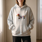 Daxley  - Oversized White Hoodie With Dog Motif Weekend Lounging