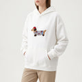 Daxley  - Oversized White Hoodie With Dog Motif Weekend Lounging