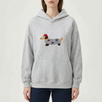 Daxley  - Oversized White Hoodie With Dog Motif Weekend Lounging