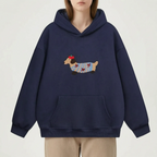 Daxley  - Oversized White Hoodie With Dog Motif Weekend Lounging