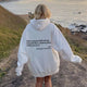 Unisex pullover hoodie with hood and printed back message