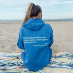 Unisex pullover hoodie with hood and printed back message