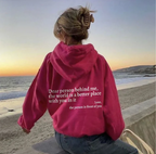 Unisex pullover hoodie with hood and printed back message