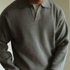 Men's collared long sleeve knit polo shirt
