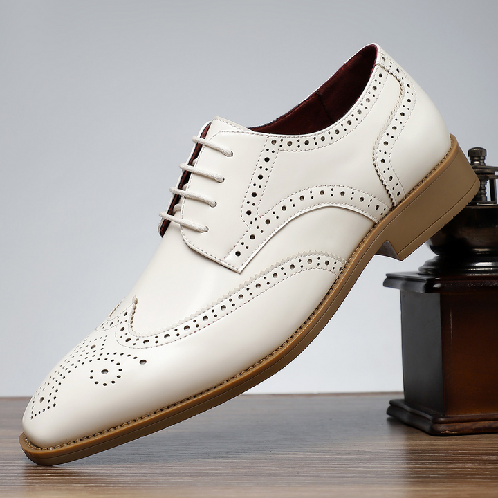 Men's multi-colour lace-up brogue dress shoes with perforated wingtip detailing