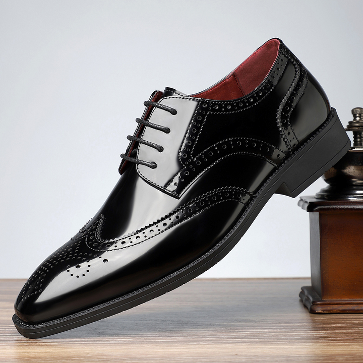 Men's multi-colour lace-up brogue dress shoes with perforated wingtip detailing