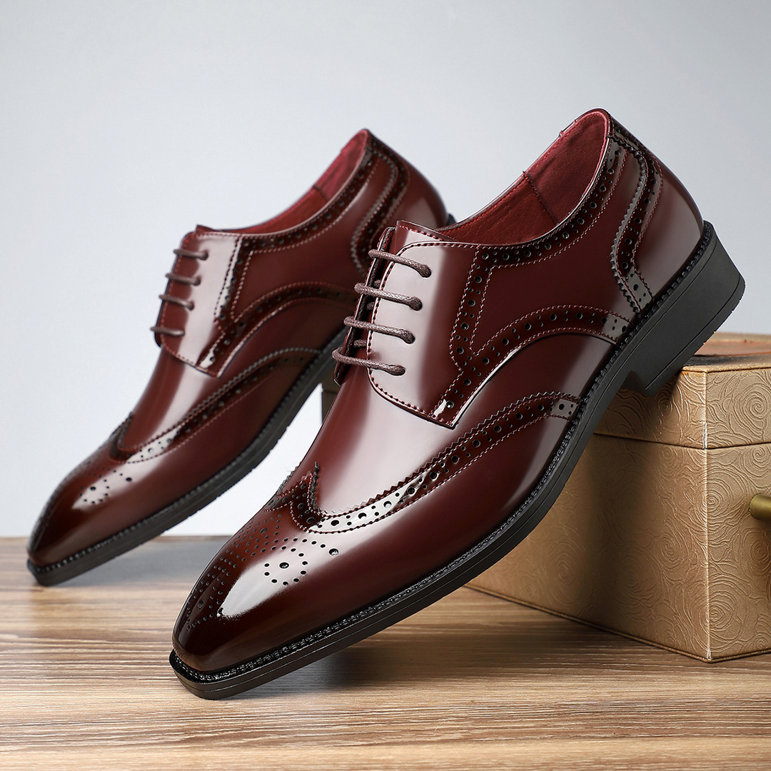 Men's multi-colour lace-up brogue dress shoes with perforated wingtip detailing