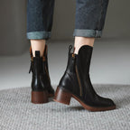 Women's ankle boots with side zipper and block heel