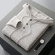 Men's plain knitted hoodie with drawstring hood and button placket