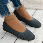 Women's knitted mesh ballet flats with round toes and flat soles