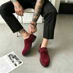 Men's monk strap loafers with buckle fastening, almond toes and low heels