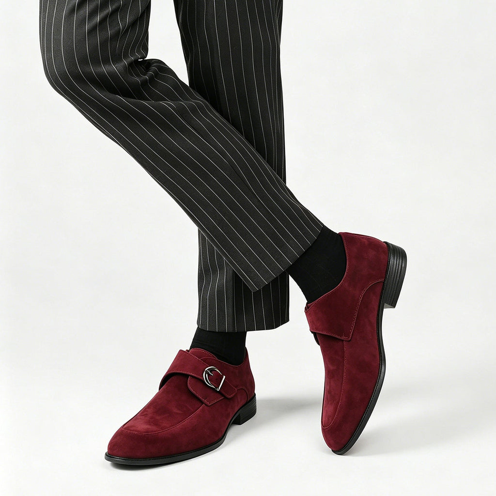 Men's monk strap loafers with buckle fastening, almond toes and low heels