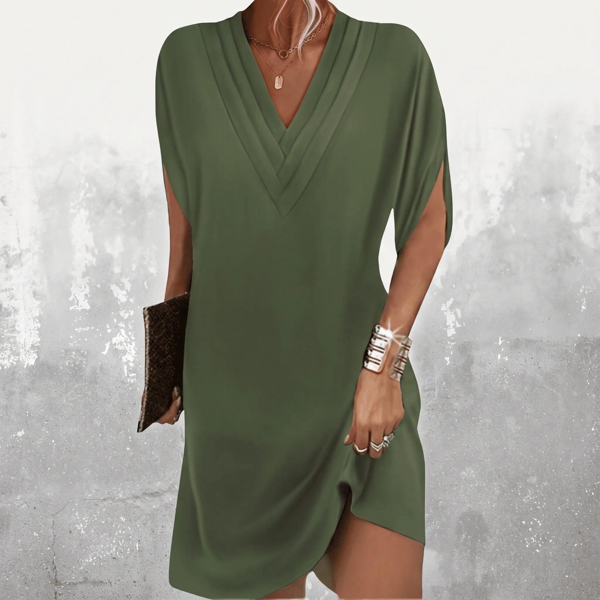 DrapeVibe  - V-Neck Batwing Cocktail Dress Evening Events