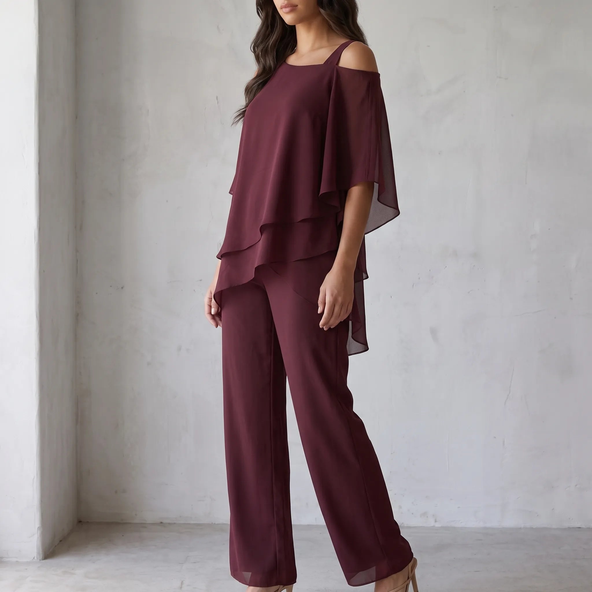 Drapeva  - Asymmetrical Draped Two-Piece Co-Ord Set Attending Evening Events