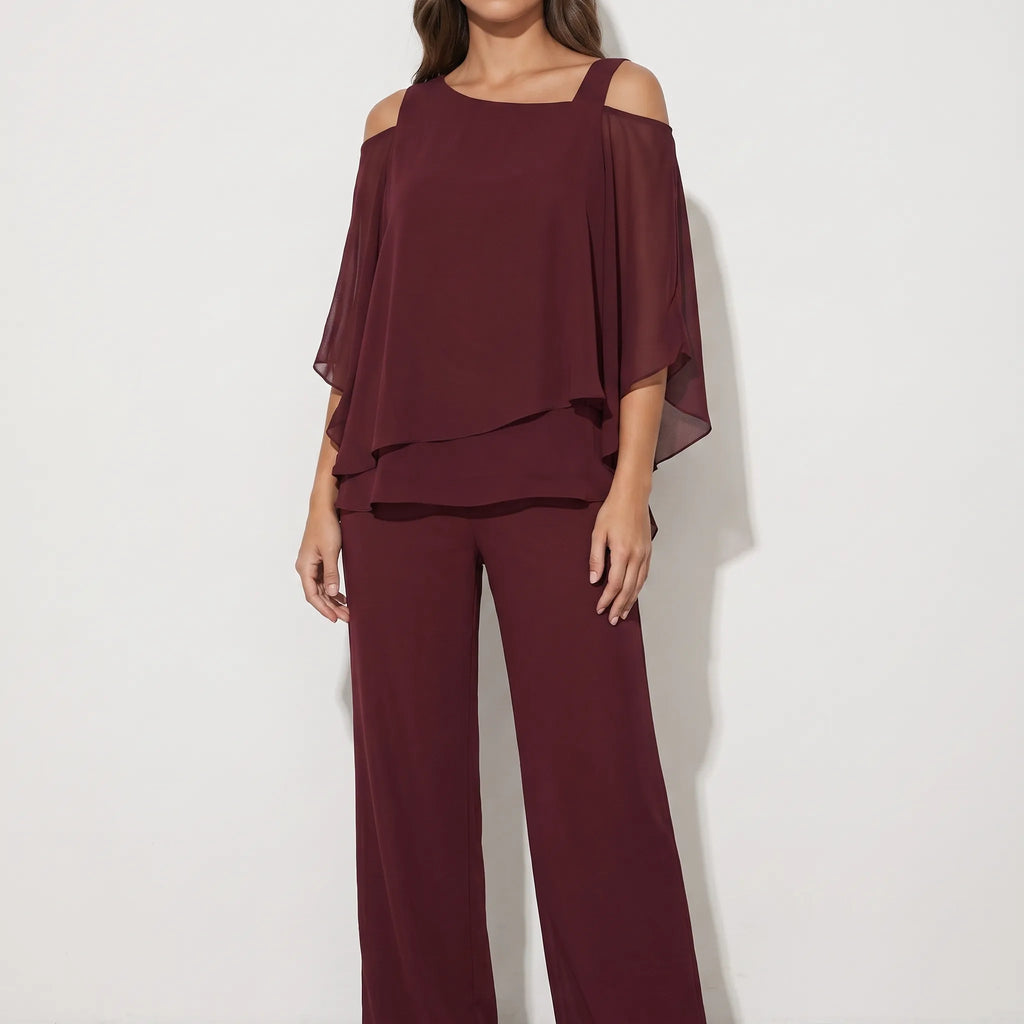 Drapeva  - Asymmetrical Draped Two-Piece Co-Ord Set Attending Evening Events